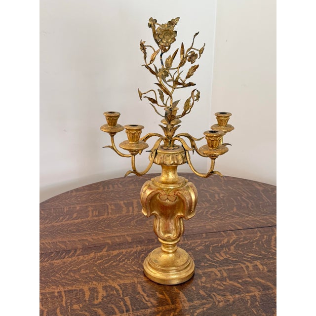 Italian Rococo Gold Gilt 5 Arm Candelabra For Sale - Image 12 of 12