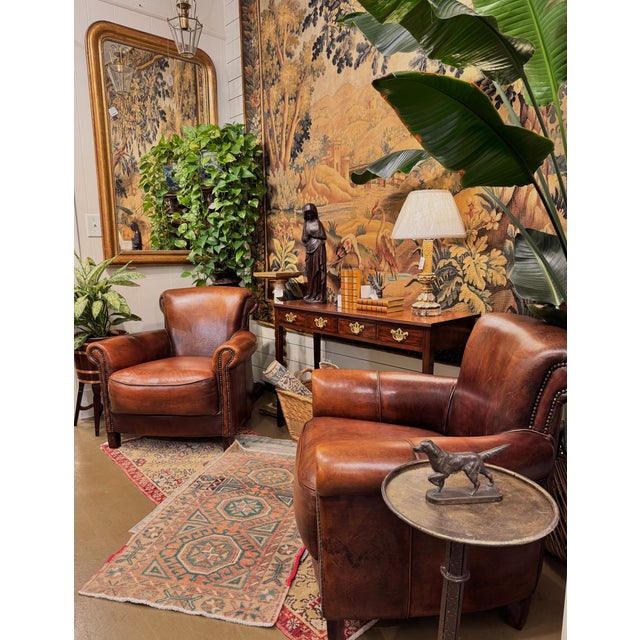 Pair of French Leather Club Chairs For Sale - Image 13 of 14