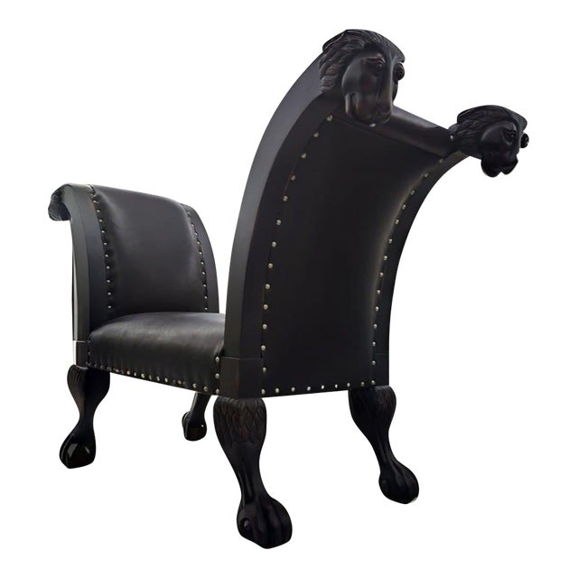 1990s Baker Empire Style Lion Head Bench For Sale