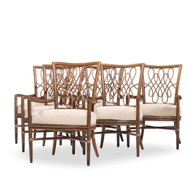 Transitional Barbara Barry for Baker Script Rattan Dining Chairs - Set of 6 For Sale - Image 3 of 11