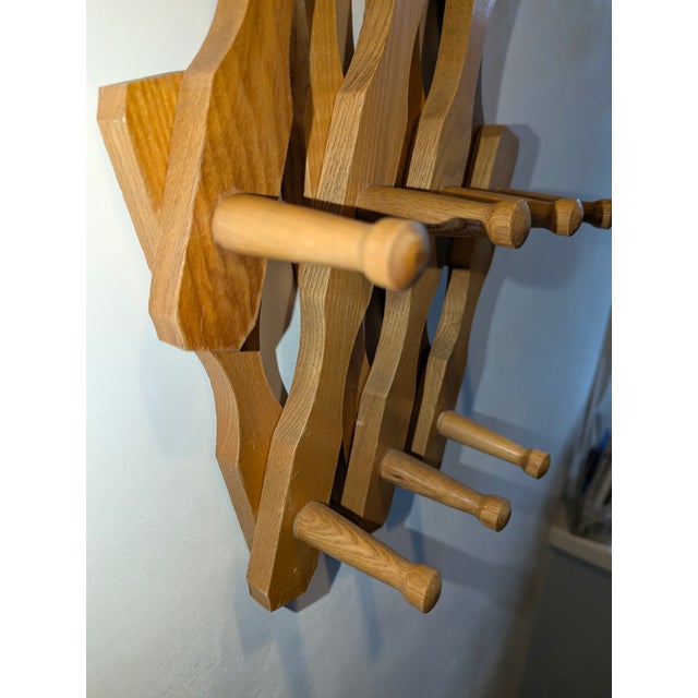 Vintage Wall-Mounted Coat Rack in Oak from the GDR, 1960s For Sale - Image 12 of 13