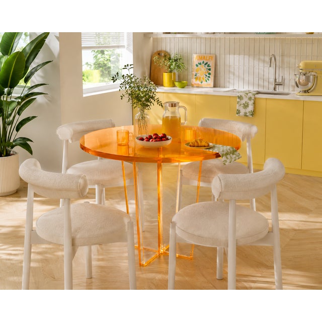 Transparent Neon Orange Lucite Dining Table For Sale - Image 4 of 5
