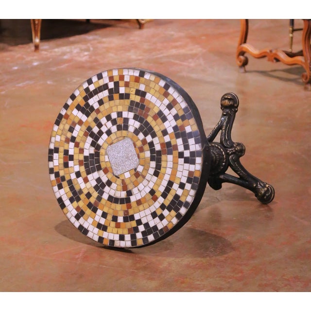 Green 19th Century French Bistro Guéridon Table With Mosaic Top and Iron Base For Sale - Image 8 of 10