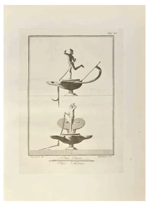 Marcantonio Iacomino, Oil Lamp with Sailor, Etching, 18th Century