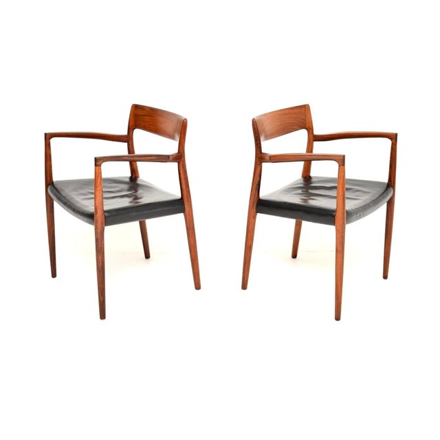 Mid-Century Modern Vintage Danish Model 57 Chairs from Niels Moller, 1960s, Set of 2 For Sale - Image 3 of 11