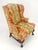 Large Fancy Floral Pattern Uphlstry Fine Carved Ball & Claw Feet Wing Chair MINT For Sale - Image 13 of 13