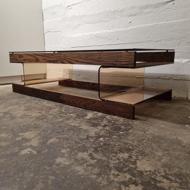 Coffee Table in Smoked Acrylic Glass with Smoked Glass Top from Roche Bobois For Sale - Image 11 of 11