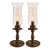 Vintage Etched-Glass Hurricane Lamps in Aged Antique Bronze - a Pair For Sale