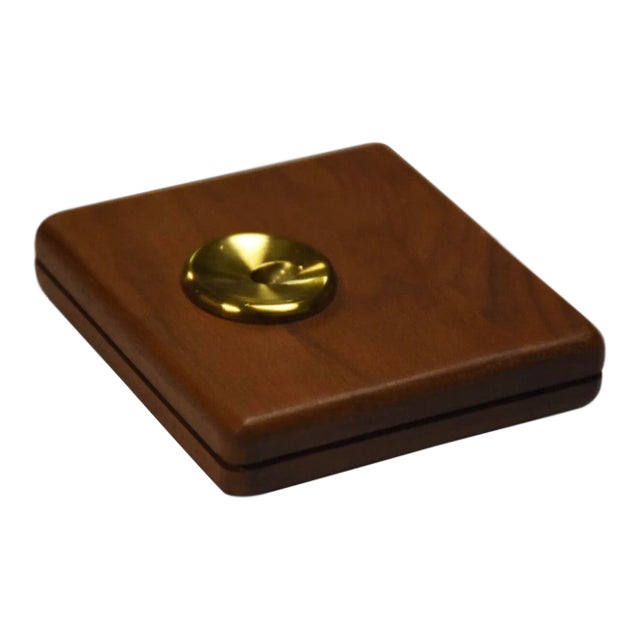 Walnut & Brass Feather Pen Holder For Sale