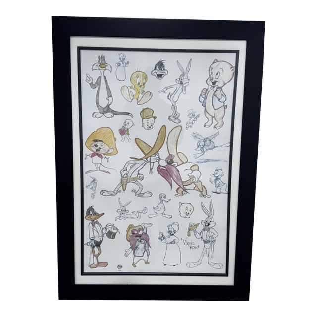 Circa 1997 Virgil Ross for Warner Bros Titled “Bugs N Friends” Lithograph For Sale