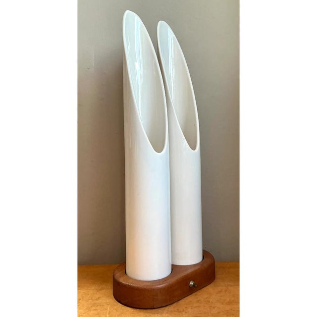 Vintage Modernist Ceramic Tube Lamp For Sale - Image 4 of 12