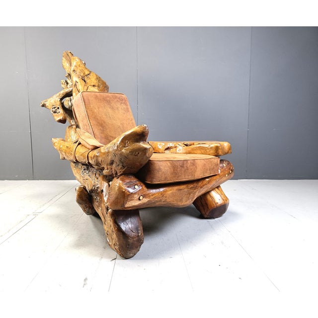 Olive Wood Lounge Chair, 1960s For Sale - Image 4 of 10