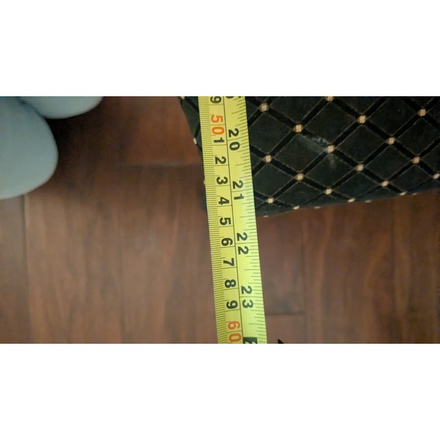 Black Mid 20th Century Italian / Regency Black Wood Fabric Wheelback Dining Chair For Sale - Image 8 of 9