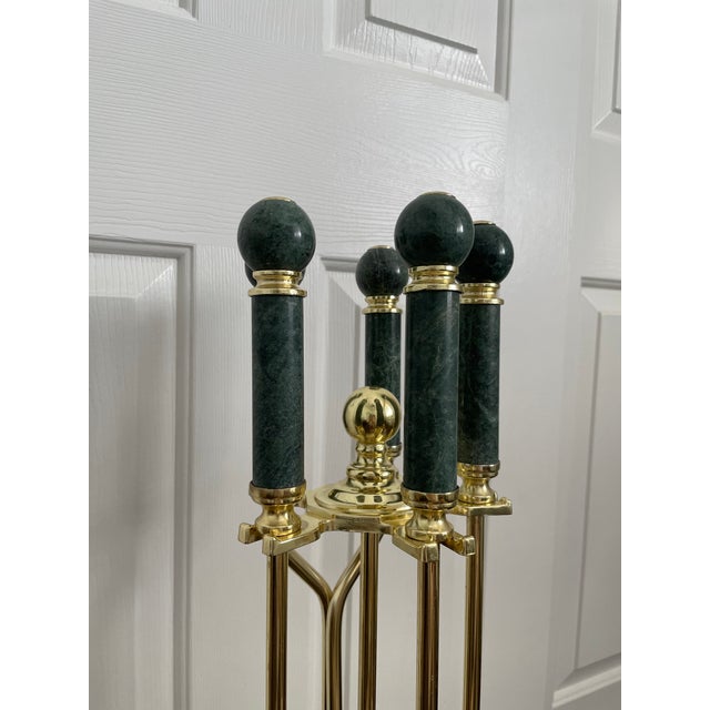Vintage Green Marble Fireplace Tools - Set of 5 For Sale - Image 4 of 18
