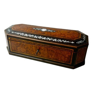 19th Century French Napoleon III Jewelry Box With Original Key For Sale