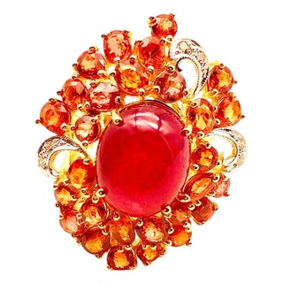 Bochic "Orient" Natural Ruby, Diamond & Sapphire Ring Set 18K Gold & Silver For Sale