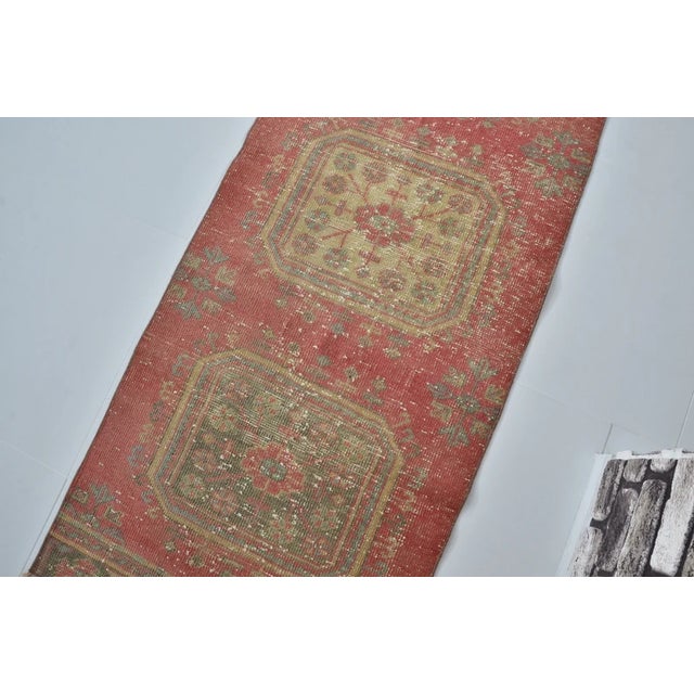 Vintage Turkish Rug, Japandi Style Red Runner For Sale - Image 4 of 10