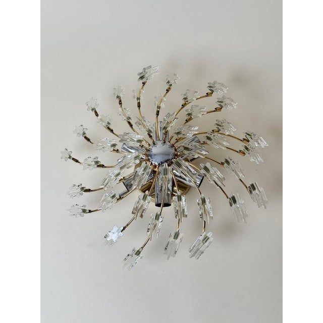 Hollywood Regency Starburst Plafonnier in Gilt Metal and Crystal, 1980s-1990s For Sale - Image 6 of 18