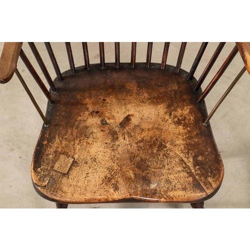 19th Century English Vernacular Yew & Fruitwood Stick Back Windsor Chair, 1800s For Sale - Image 13 of 15