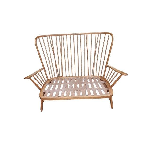 Mid-Century Modern Mid Century Modern English Ercol Rare Evergreen High Back Settee For Sale - Image 3 of 6
