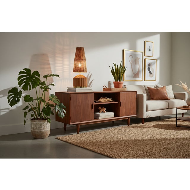 The Lumina Table Lamp is a study in considered craft — a pencil reed rattan base of beautiful clean lines, finished with...