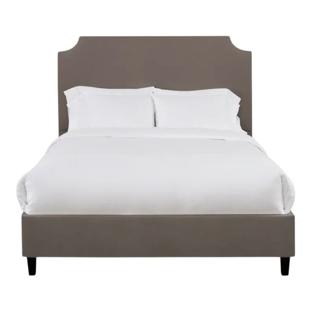 Reagan Queen Bedframe, Mushroom Velvet For Sale