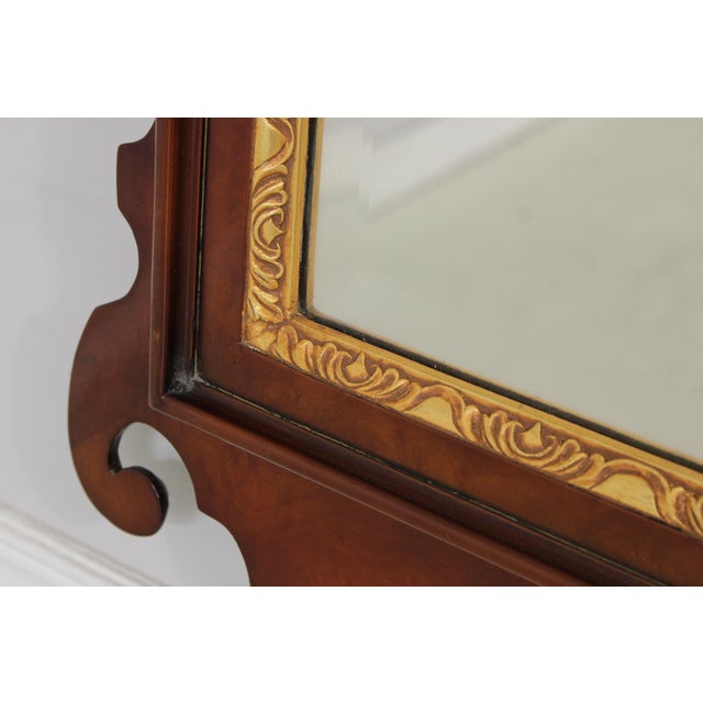 Colonial Williamsburg Chippendale Style Burl Walnut Wall Mirror For Sale - Image 10 of 14