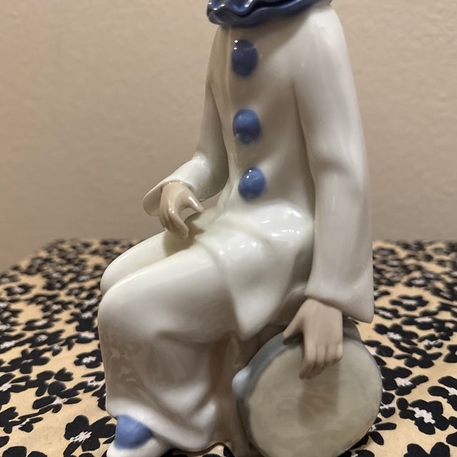 Ceramic Vintage Porcelain Casades Clown Eith Tambourine Figure Made in Spain For Sale - Image 7 of 10