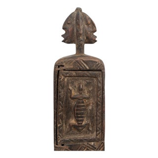 Vintage Unique Dogon Hand Carved Wooden Box Mali 18.5" H For Sale