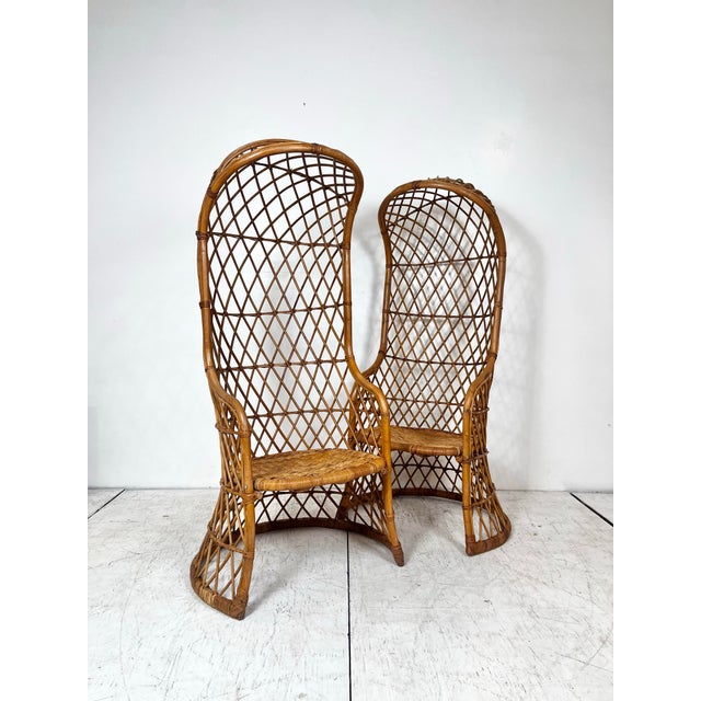 Vintage Hooded Rattan Chairs- A Pair For Sale - Image 4 of 12