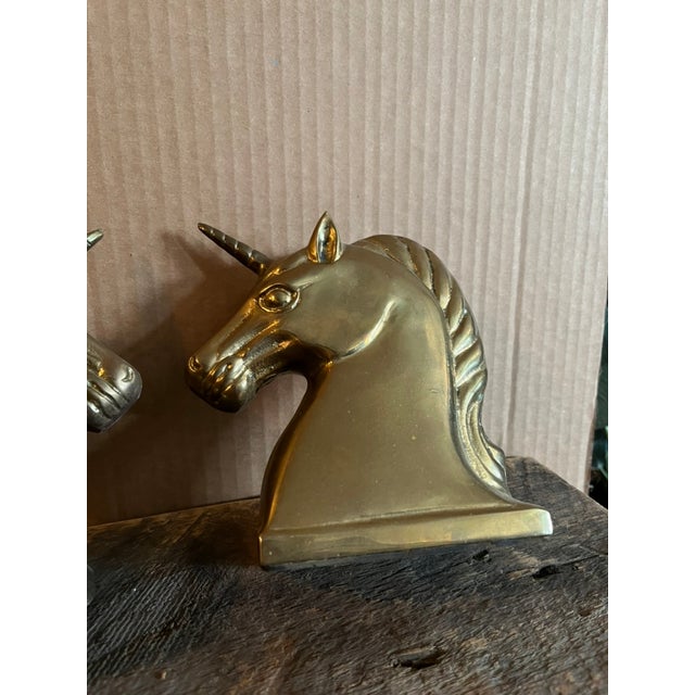 Metal Vintage Unicorn Bookends- a Pair For Sale - Image 7 of 10