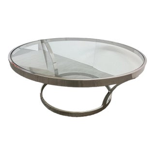 Chrome + Glass Coffee Table, 37 Inches For Sale