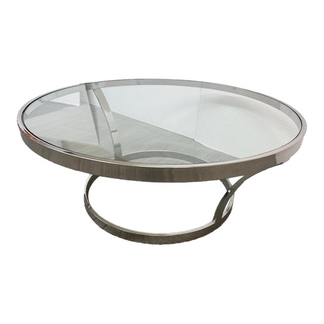 Chrome + Glass Coffee Table, 37 Inches For Sale