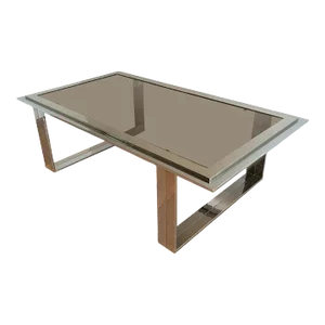 Attributed to Willy Rizzo, Chrome and Brass Design Coffee Table, Circa 1970