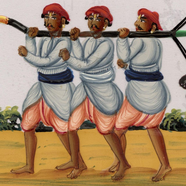 Indian Company School, Lady in a Tonjon, 1800s, Gouache on Paper For Sale - Image 3 of 9