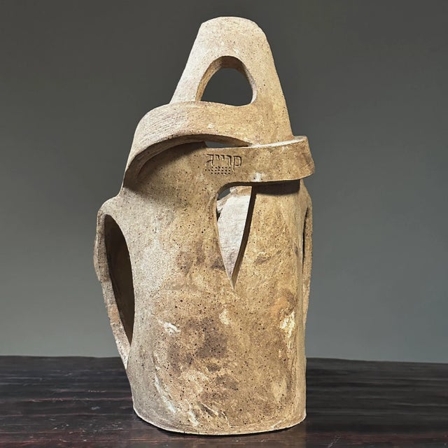 1960s Vintage Slab Built Modernist Stoneware Candelabra Sculpture, Signed/Art Nouveau/Gaudi For Sale - Image 5 of 11