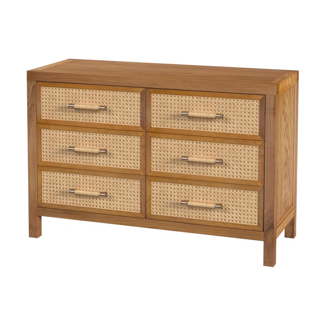 Beige Mesa 44 in. W Cane and Wood 6 Drawer Dresser, Natural & Cane For Sale - Image 8 of 8