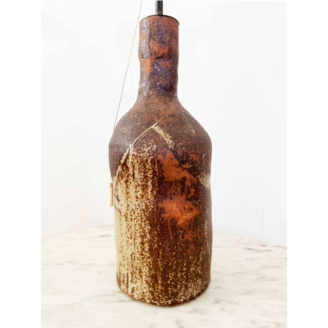 Very stunning 1970s large French, brutalist handmade lamp featuring a 3 light switch, you can have one light, two lights,...