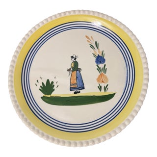 Vintage Blue Ridge Pottery Hand Painted French Faience Pottery 11.5" Plate For Sale