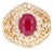 3.61 Carat Ruby Diamond Art Deco Style Yellow Gold Ring, Size 7 For Sale