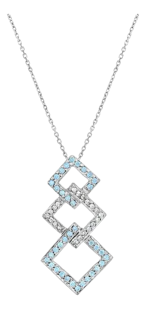 Blue Topaz & Diamond Pendant .58cttw 14k White Gold 16"