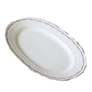 Small Vintage Deep Oval Serving Plate with Gold Ribbon and Red Pattern from Rörstrand, Sweden For Sale