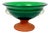 Mid-Century Modern Emerald Green Frosted Glass and Terracota Pedestal Bowl, 1950s For Sale