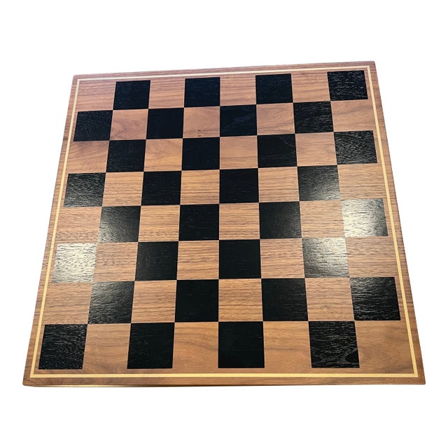 Late 20th Century Linley Mayfair Wood Table Top Chess Board Game Set For Sale