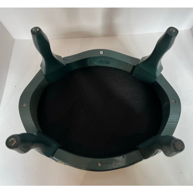 Vintage Old World Weaver Upholstered Foot Stool For Sale - Image 4 of 5