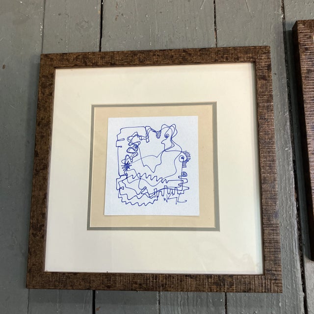 Abstract 1980’s Two Original Wayne Cunningham Abstract Pen and Ink Drawings - Set of Two For Sale - Image 3 of 5