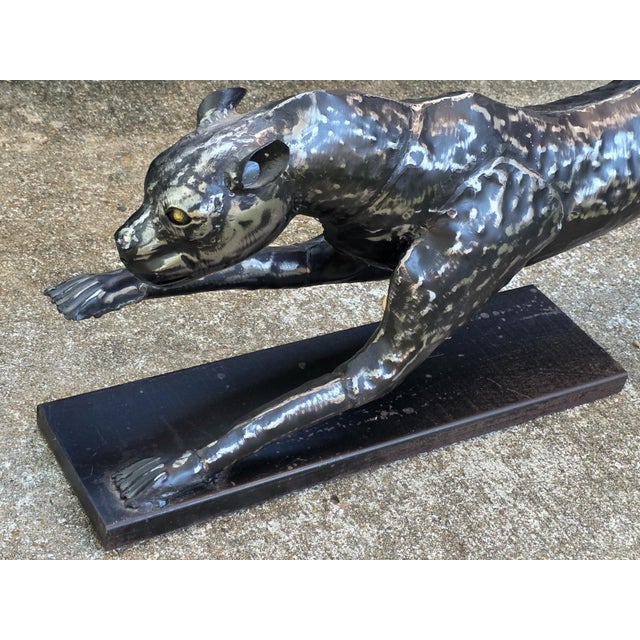 Black Vintage XL Cast aluminum Metal Cheetah Statue 42 inches long 21 inches tall. For Sale - Image 8 of 13