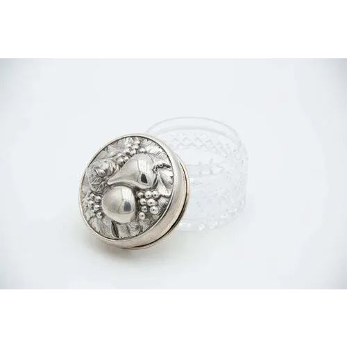 Cut Glass Compote with Silver Lid For Sale - Image 3 of 4