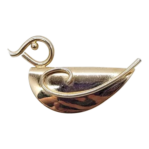 Vintage Signed Napier Modernist Goldtone Duck Brooch