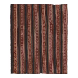 Vintage Persian Kilim, Vertical Stripes With Nomadic Geometry - Rug & Kilim For Sale